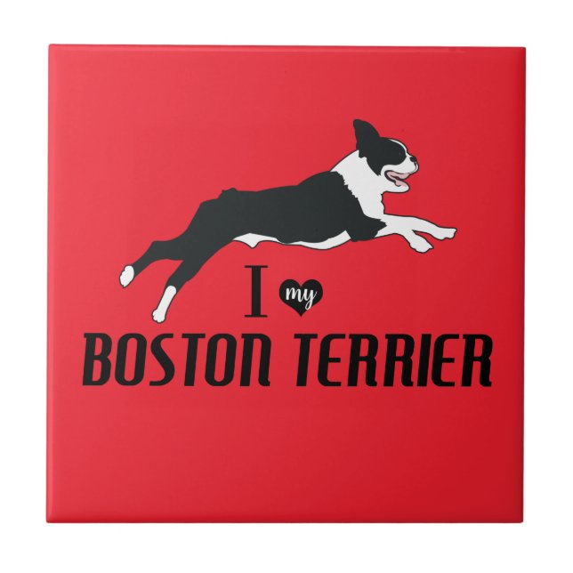 I Kärlek min Boston Terrier Kakelplatta (Framsidan)