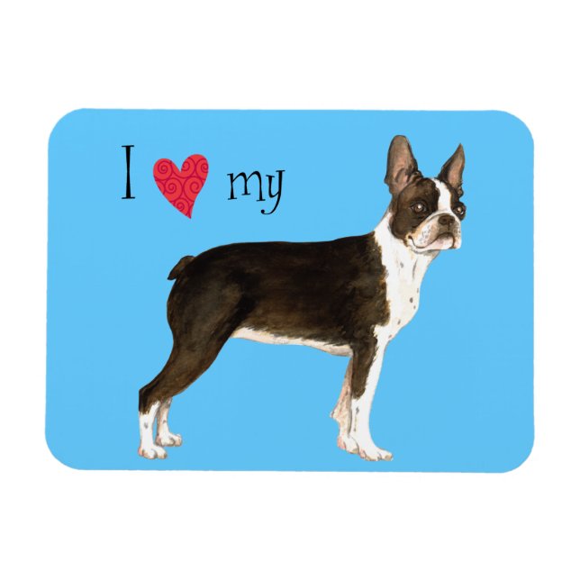 I Kärlek min Boston Terrier Magnet (Horisontell)