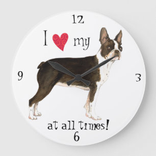 I Kärlek min Boston Terrier Stor Klocka