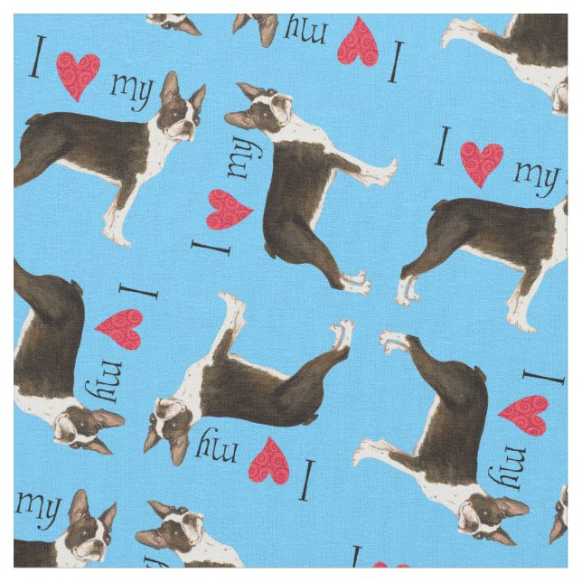 I Kärlek min Boston Terrier Tyg (Närbild)