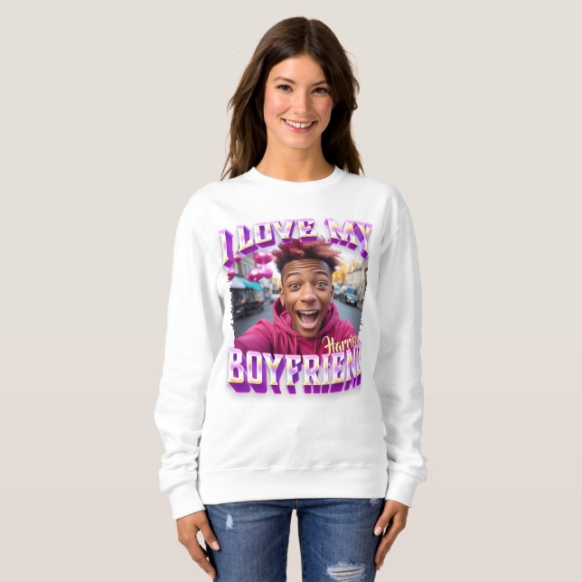 I Kärlek Min Boykompis Lila Bootleg Rapper Photo T Shirt (Hel framsida)