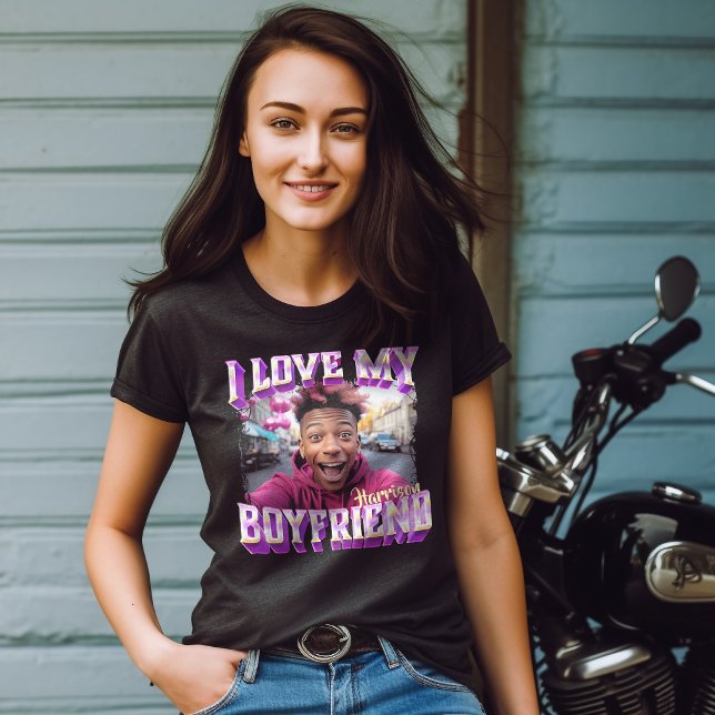 I Kärlek Min Boykompis Lila Bootleg Rapper Photo T Shirt (I Love My Boyfriend Purple Bootleg Rapper Photo T-Shirt)