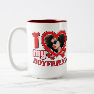 I Kärlek Min Boykompis Personlig Photo Heart Gift Två-Tonad Mugg