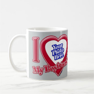 I Kärlek min Boykompis Photo Red Heart Grått Kaffemugg