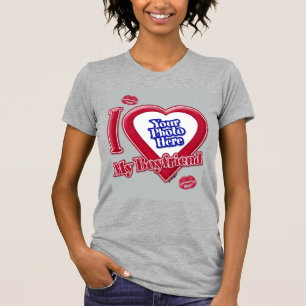 I Kärlek Min Boykompis Photo Red Heart Kiss Grått T Shirt