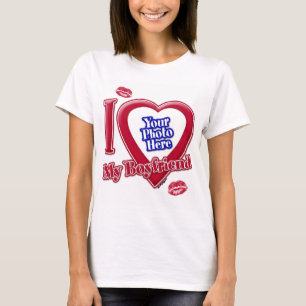 I Kärlek Min Boykompis Photo Red Heart Läppar T-Sh T Shirt