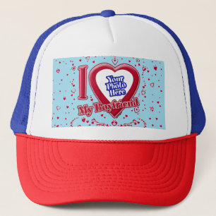 I Kärlek min Boykompis Photo Red Hearts Blue Horiz Keps