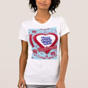 I Kärlek min Boykompis Photo Red Hearts Blue Horiz T Shirt