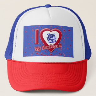 I Kärlek min Boykompis Photo Red Hearts Deep Royal Keps