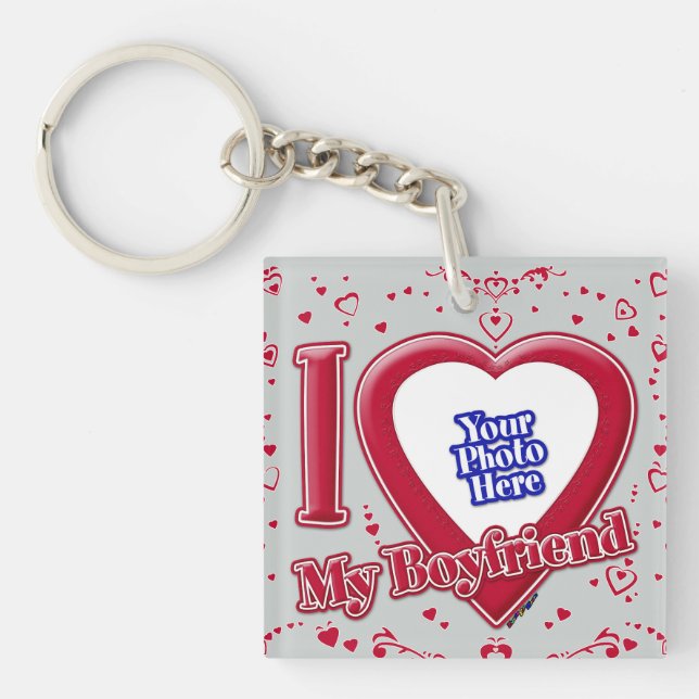 I Kärlek Min Boykompis Photo Red Hearts Grått (Framsidan)