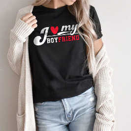 I Kärlek, min boyvän T-shirt, Valentine Gift T-Shi T Shirt