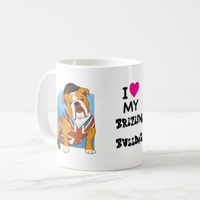 I Kärlek Min brittiska bulldog Anpassningsbar Teck Kaffemugg (Framsida vänster)