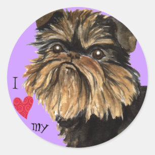 I Kärlek min Brussels Griffon Runt Klistermärke