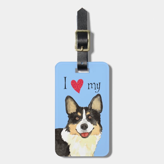 I Kärlek min Cardigan Welsh Corgi Bagagebricka (Vertikal Framsida)