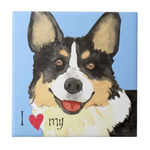 I Kärlek min Cardigan Welsh Corgi Kakelplatta