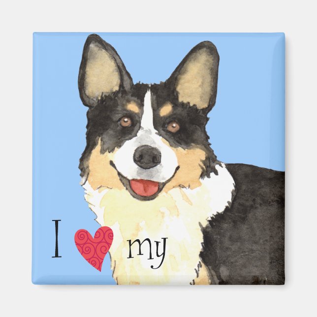 I Kärlek min Cardigan Welsh Corgi Magnet (Framsidan)