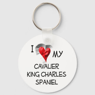 I Kärlek min Cavalier Kung Charles spanjor Nyckelring
