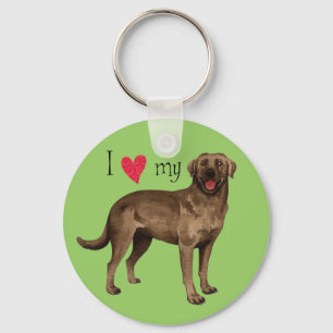 I Kärlek min Chocolate Lab Nyckelring