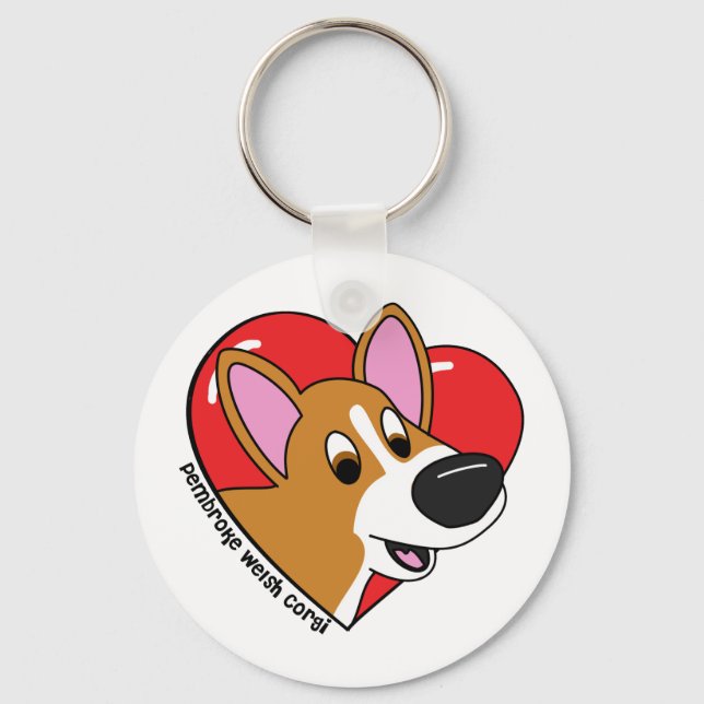 I Kärlek min Corgi Keychain (Tecknad) Nyckelring (Framsida)
