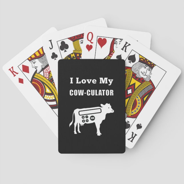 I Kärlek Min Cow-kulator Funny Math Calculator Pun Casinokort (Baksidan)