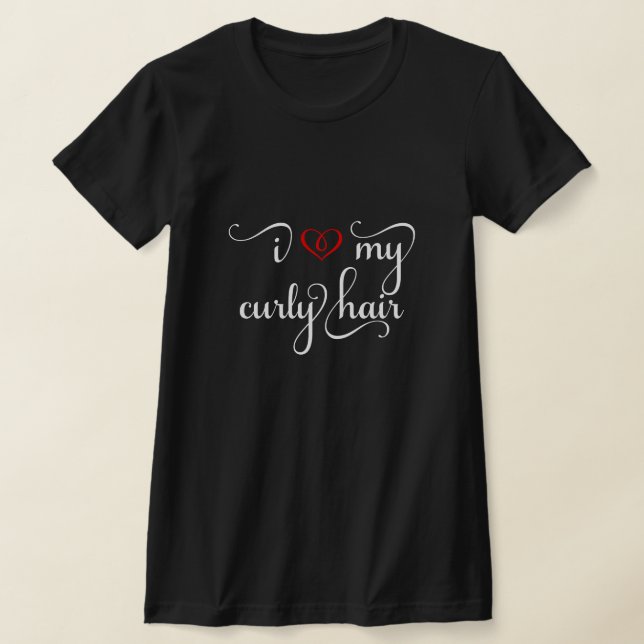 I Kärlek: Min Curly Hair T-shirt med vit och röd t (Laydown)