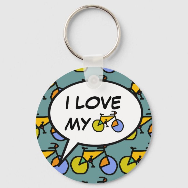 i kärlek min cykelbubbla tecknad bubble nyckelring (Framsida)