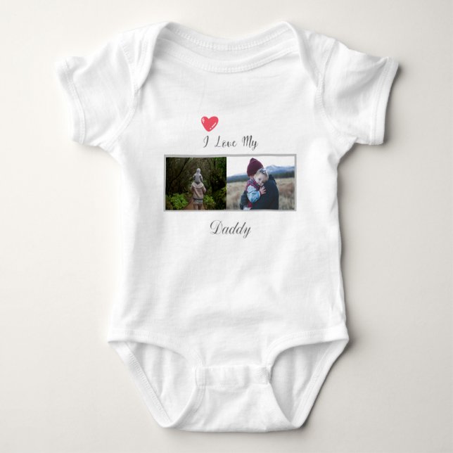I KÄRLEK MIN DADDY BABY BODYSUIT PERSONLIG PHOTO T SHIRT (Framsida)