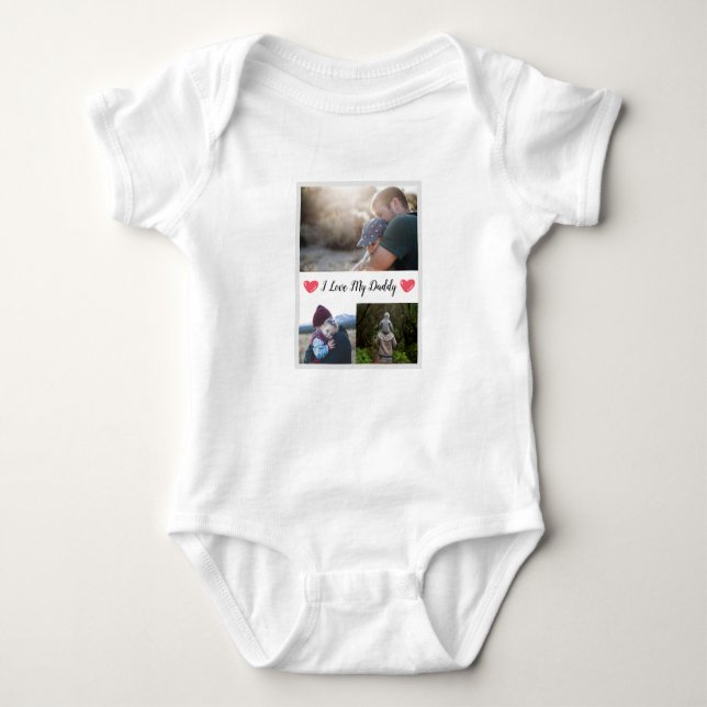I KÄRLEK MIN DADDY BABY BODYSUIT PERSONLIG PHOTO T SHIRT (Framsida)
