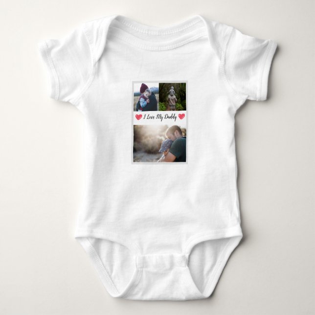 I KÄRLEK MIN DADDY BABY BODYSUIT PERSONLIG PHOTO T SHIRT (Framsida)