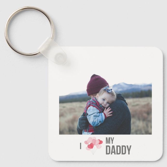 I KÄRLEK MIN DADDY KEYCHAIN 2 PHOTO ANPASSNINGSBAR NYCKELRING (Framsida)