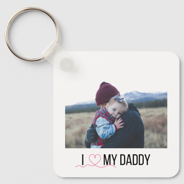 I KÄRLEK MIN DADDY KEYCHAIN 2 PHOTO ANPASSNINGSBAR NYCKELRING (Framsida)
