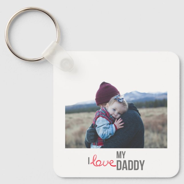 I KÄRLEK MIN DADDY KEYCHAIN 2 PHOTO ANPASSNINGSBAR NYCKELRING (Framsida)