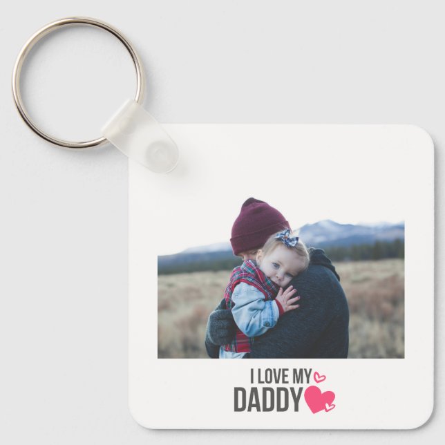I KÄRLEK MIN DADDY KEYCHAIN 2 PHOTO ANPASSNINGSBAR NYCKELRING (Framsida)
