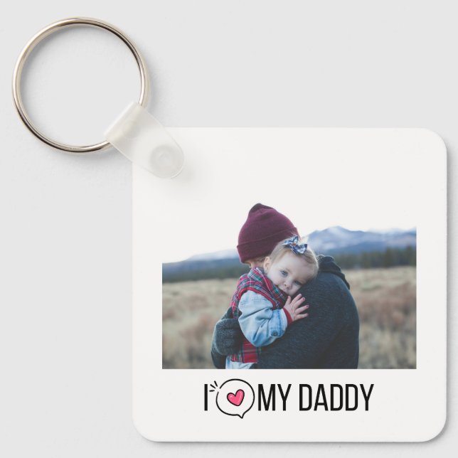 I KÄRLEK MIN DADDY KEYCHAIN 2 PHOTO ANPASSNINGSBAR NYCKELRING (Framsida)