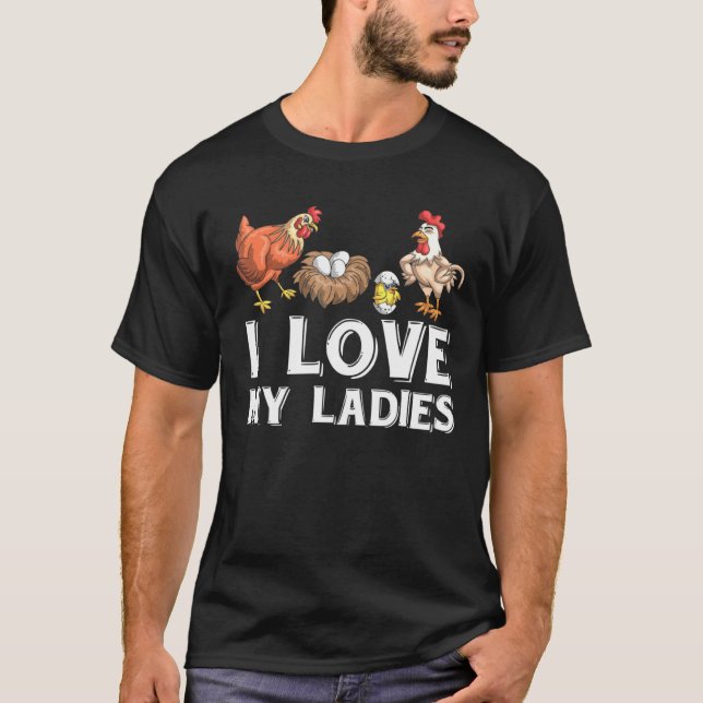 I Kärlek Min Dam Bird Farmer Hen Tupp Chicken T Shirt (Framsida)