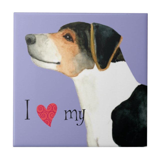 I Kärlek min danska/svenska jordbrukshundsbrile Kakelplatta (Framsidan)