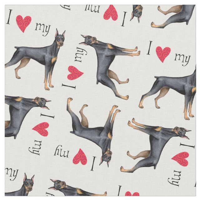 I Kärlek min Doberman Pinscher Tyg (Närbild)