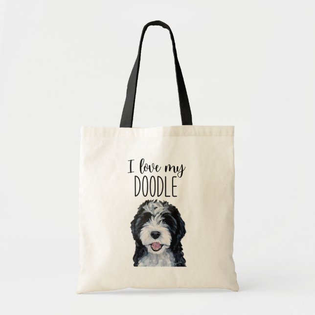 I kärlek min Doodle Tote Bag Tygkasse (Framsidan)