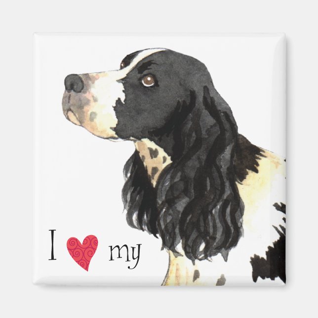 I Kärlek min engelska Springer spanel Magnet (Framsidan)