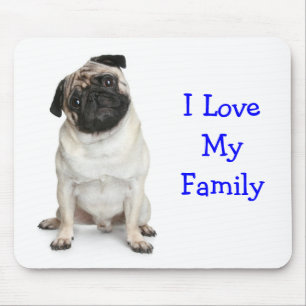 I Kärlek min familj Pug Mousepad Musmatta