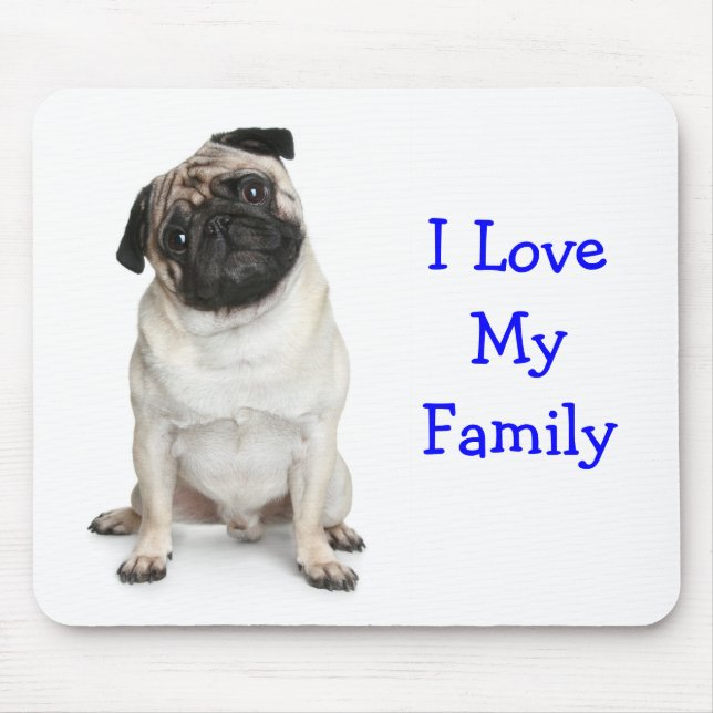 I Kärlek min familj Pug Mousepad Musmatta (Framsidan)