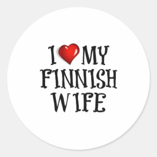 I Kärlek Min finska fru Sticker Lakan Runt Klistermärke