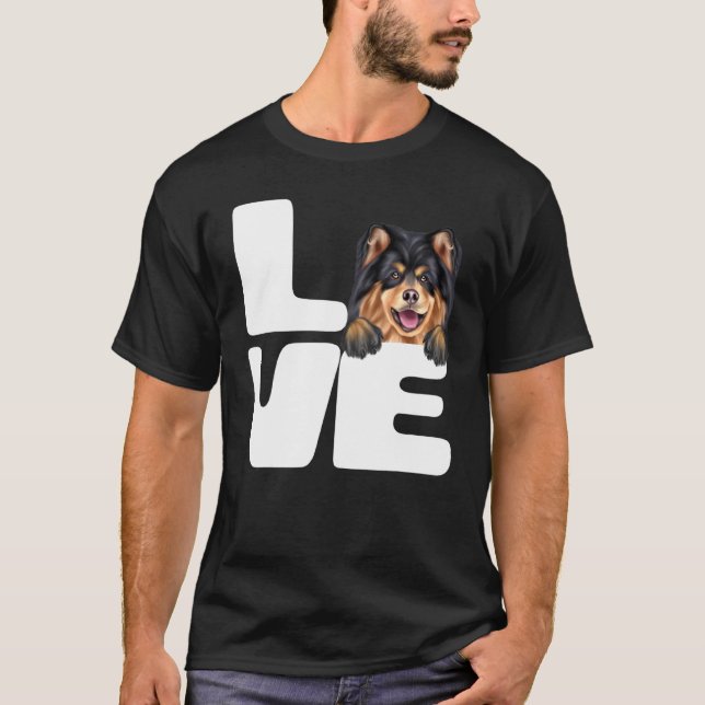 I Kärlek Min finska Lapphund-Hund T Shirt (Framsida)