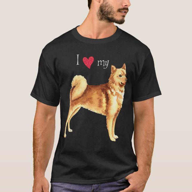 I Kärlek min finska Spitz T-shirt (Framsida)