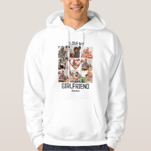 I kärlek Min flickvän Anpassningsbar 9 Photo Colla Hoodie