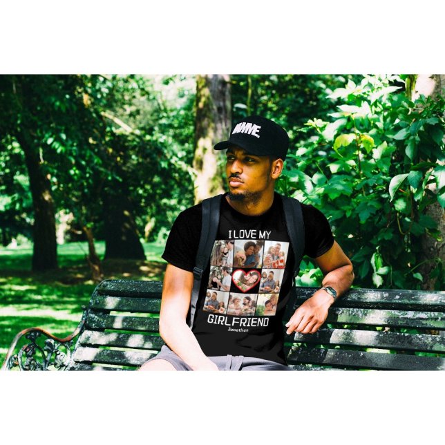 I kärlek Min flickvän Anpassningsbar 9 Photo Colla T Shirt (Skapare uppladdad)