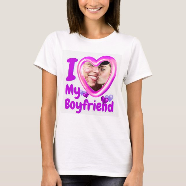I Kärlek Min flickvän Anpassningsbar T-Shirt (Framsida)