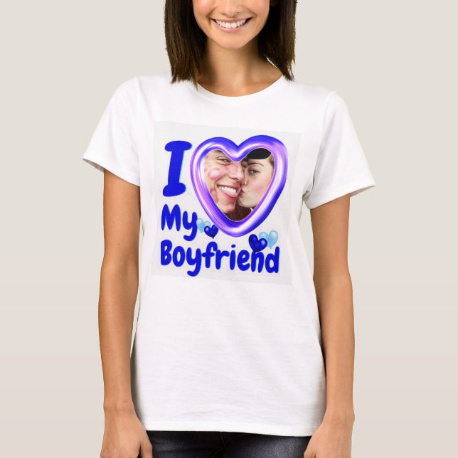 I Kärlek Min flickvän Anpassningsbar T-Shirt (Framsida)