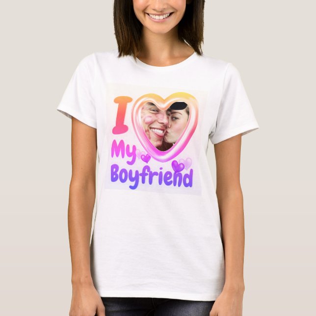 I Kärlek Min flickvän Anpassningsbar T-Shirt (Framsida)