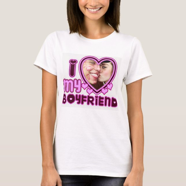 I Kärlek Min flickvän Anpassningsbar T-Shirt (Framsida)